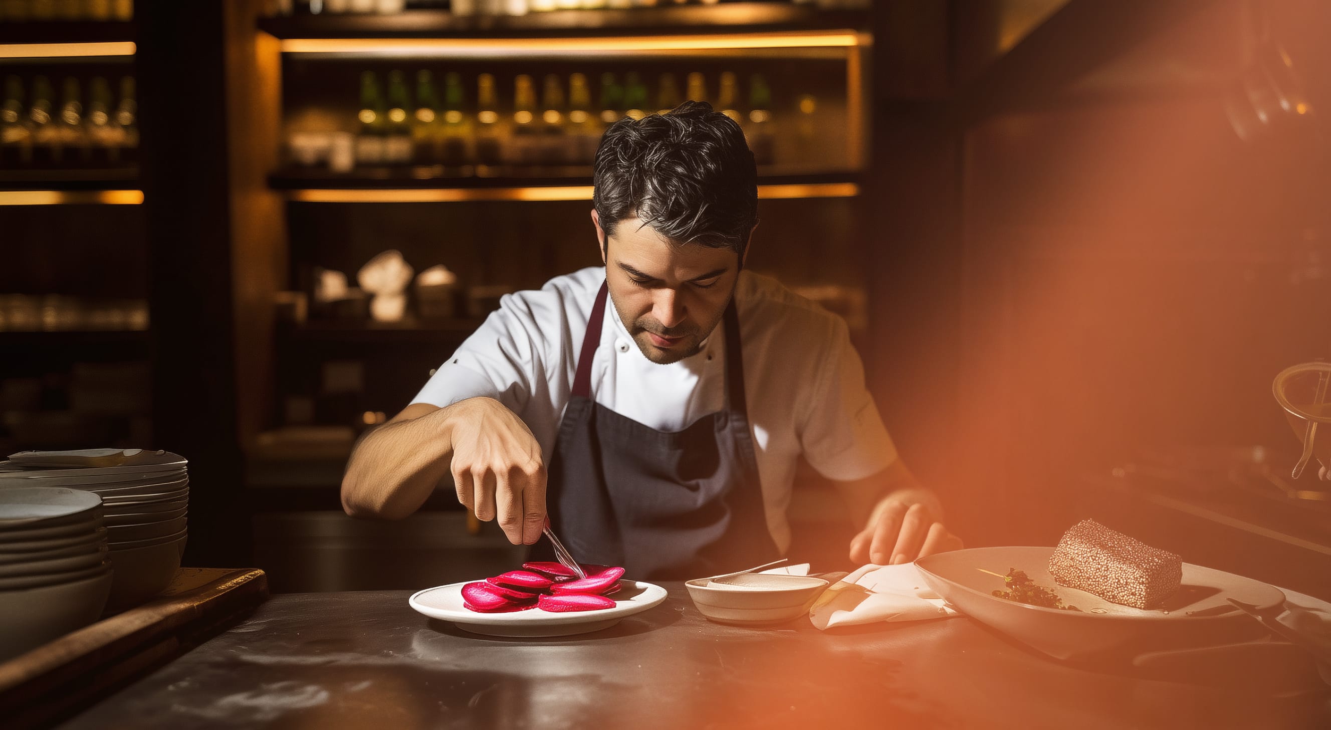 A chef working in the kitchen