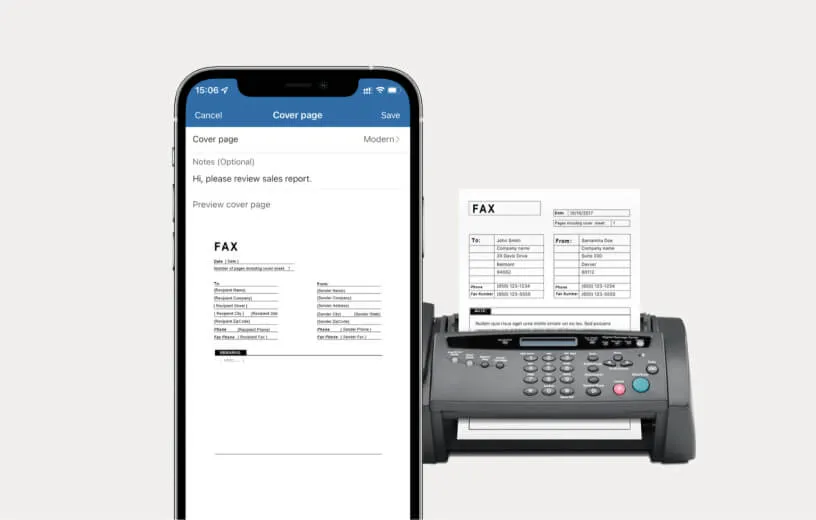 A sales report being faxed using the RingCentral mobile app