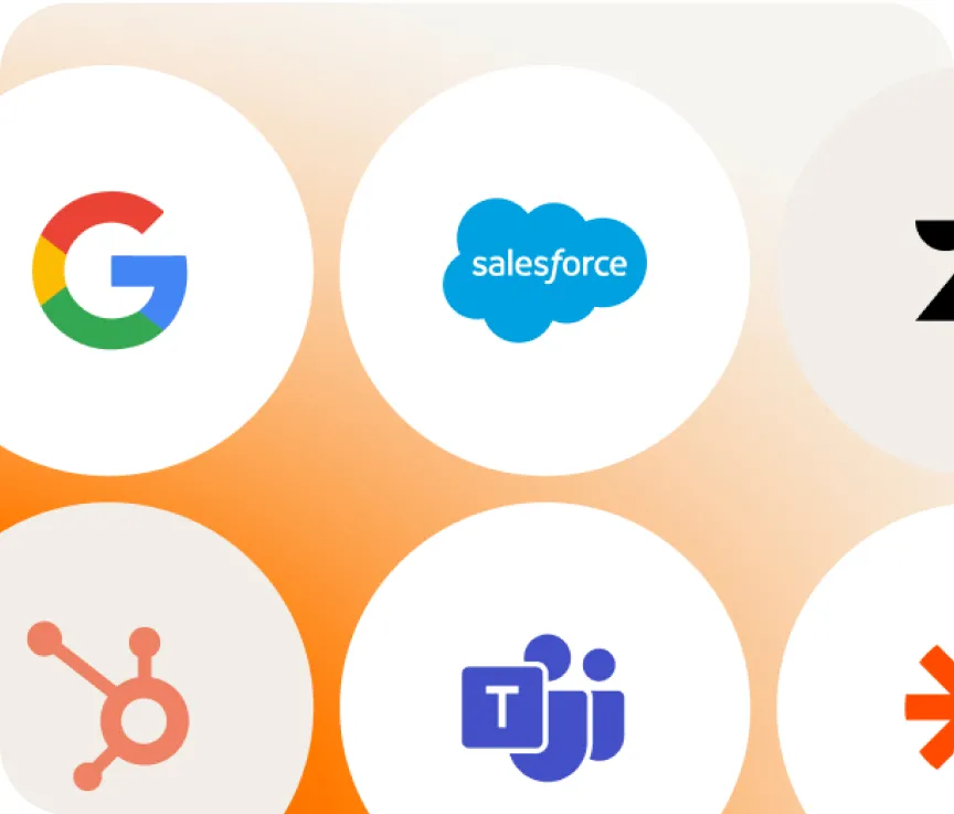 App Integrations of the RingCentral Phone app such as Google, Salesforce, Zendesk, Hbspot, Microsoft Teams and Zapier