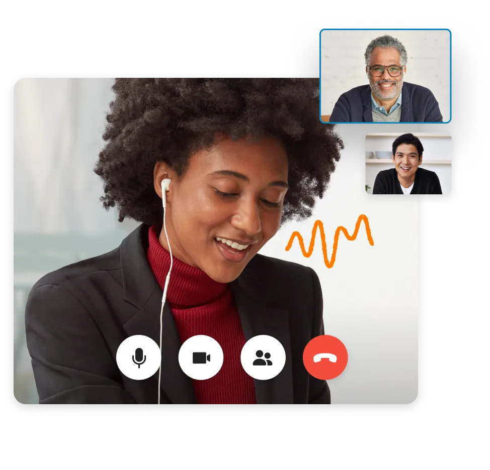 Team members using RingCentral Video with team messaging