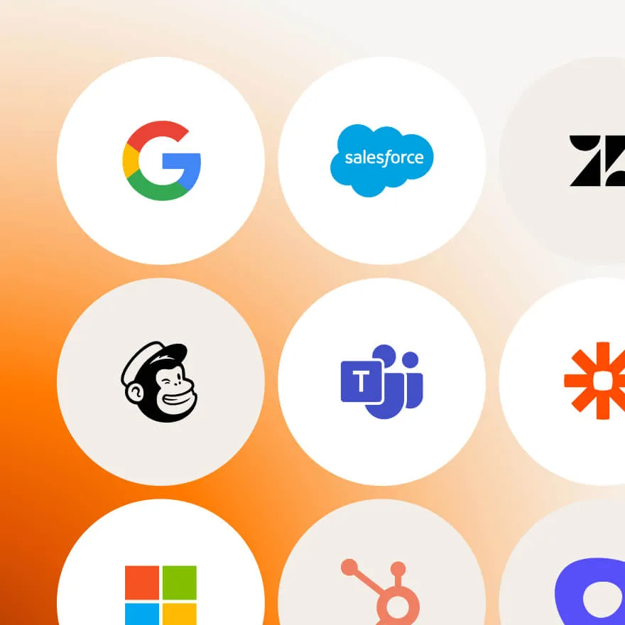 RingCentral App Integrations such as Google, Salesforce, Zendesk, Mailchimp, Slack, Microsoft, and Hubspot